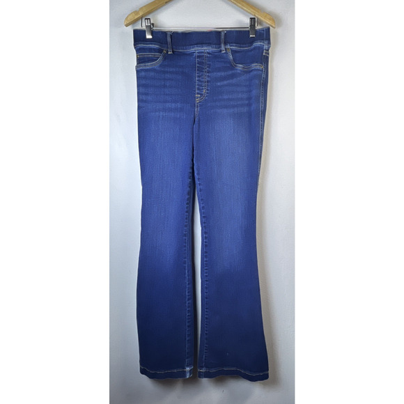 Spanx Womens Flare Jeans large Midnight Shade Stretch Denim Slimming 20327R - Picture 1 of 14